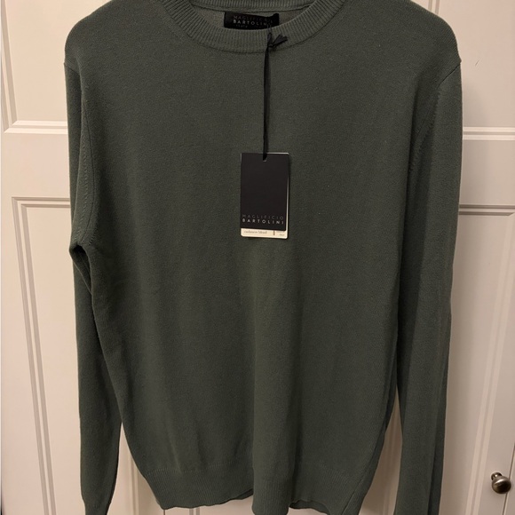 Men's Olive Crewneck Sweater - Picture 8 of 11
